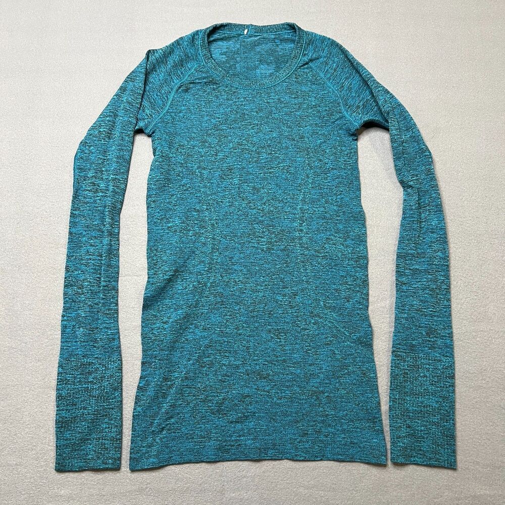 Lululemon Swiftly Tech Top Women's Size 4 Teal Long Sleeve Seamless Thumbholes